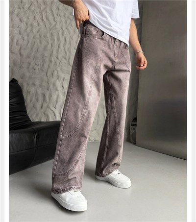 KAHVE PARÇALI BAGGY KOT PANTOLON
