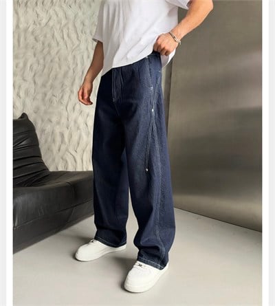 LACİVERT DİKİŞLİ SÜPER BAGGY PANTOLON