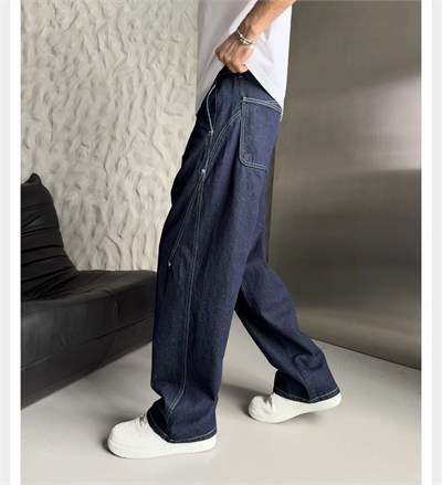 LACİVERT DİKİŞLİ SÜPER BAGGY PANTOLON