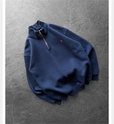 LACİVERT YARIM FERMUARLI POLO SWEAT