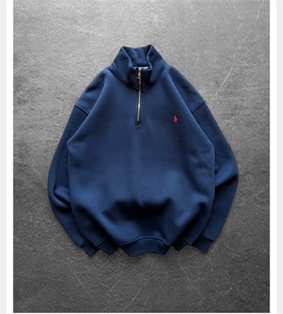 LACİVERT YARIM FERMUARLI POLO SWEAT