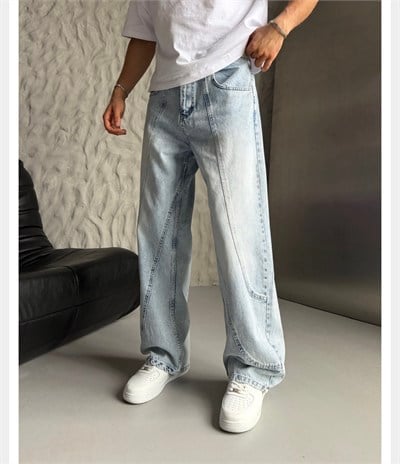 MAVİ PARÇALI BAGGY KOT PANTOLON