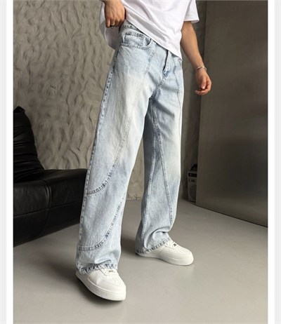 MAVİ PARÇALI BAGGY KOT PANTOLON
