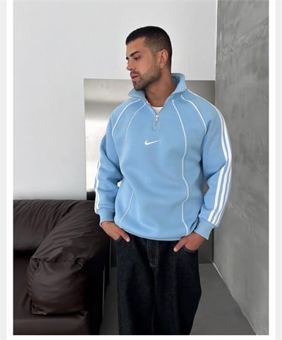 MAVİ ŞERİTLİ YARIM FERMUAR NİKE SWEAT