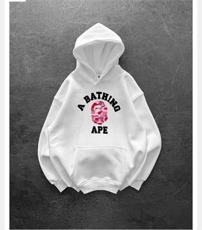PEMBE BASKI BEYAZ BAPE SWEAT