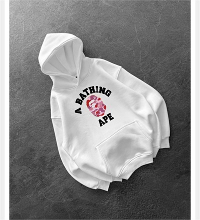 PEMBE BASKI BEYAZ BAPE SWEAT