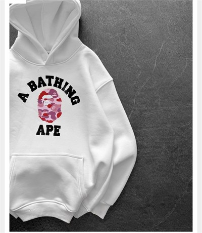 PEMBE BASKI BEYAZ BAPE SWEAT