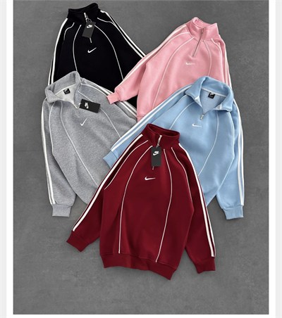 PEMBE ŞERİTLİ YARIM FERMUAR NİKE SWEAT