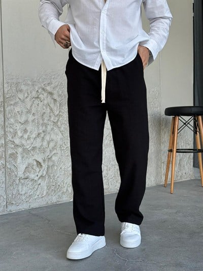 SİYAH BAGGY KETEN PANTOLON