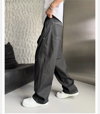 SİYAH DİKİŞLİ SÜPER BAGGY PANTOLON