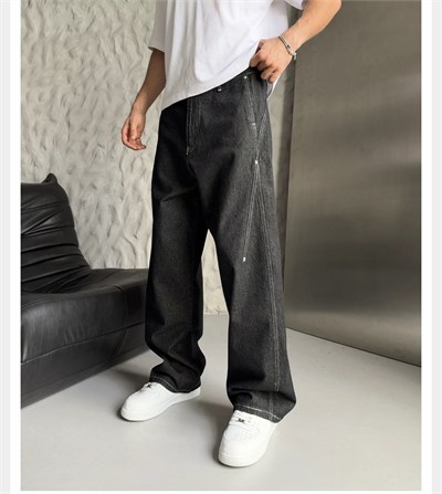 SİYAH DİKİŞLİ SÜPER BAGGY PANTOLON