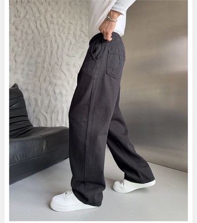 SİYAH GABARDİN KUMAŞ BAGGY PANTOLON