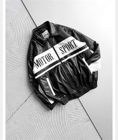 SİYAH MOTOSPORT DERİ CEKET