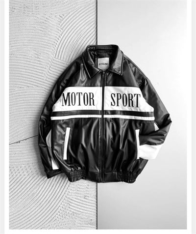 SİYAH MOTOSPORT DERİ CEKET