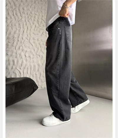 SİYAH PARÇALI BAGGY KOT PANTOLON