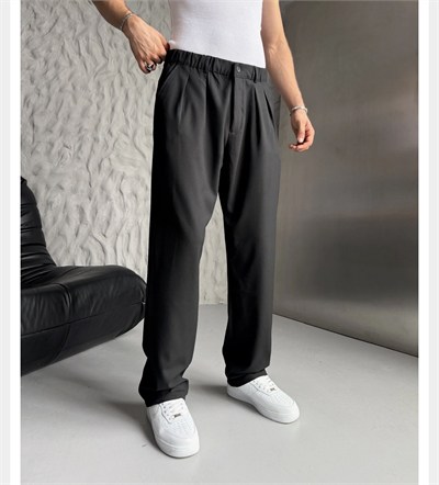 SİYAH PİLELİ BAGGY KUMAŞ PANTOLON