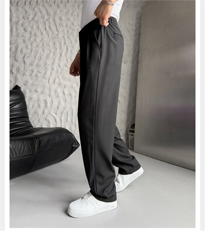 SİYAH PİLELİ BAGGY KUMAŞ PANTOLON