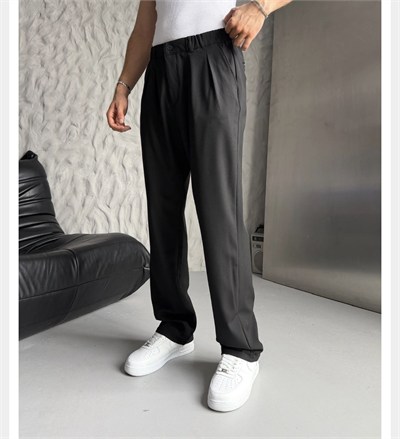SİYAH PİLELİ BAGGY KUMAŞ PANTOLON