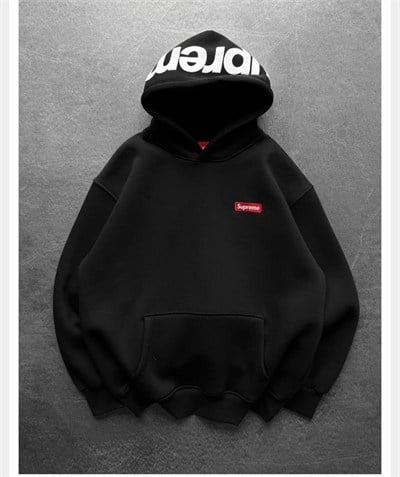 SİYAH SUPREME KAPŞONLU SWEAT