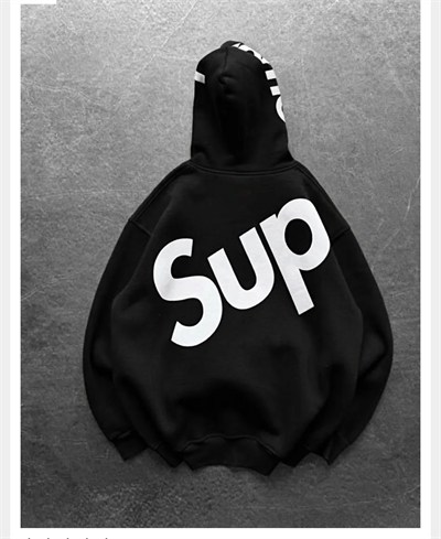 SİYAH SUPREME KAPŞONLU SWEAT