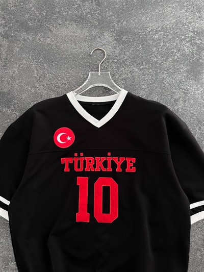SİYAH V YAKA TÜRKİYE TSHİRT