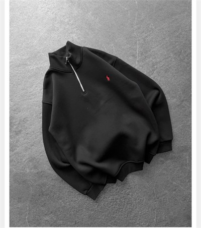 SİYAH YARIM FERMUARLI POLO SWEAT