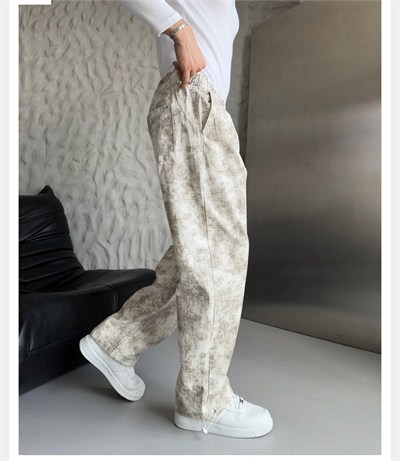 VİNTAGE BEYAZ KAMUFLAJ BAGGY PANTOLON