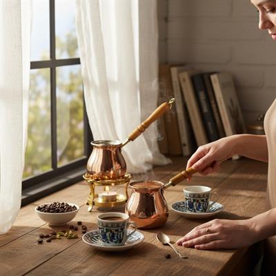 Bakır 3lü Damla Cezve