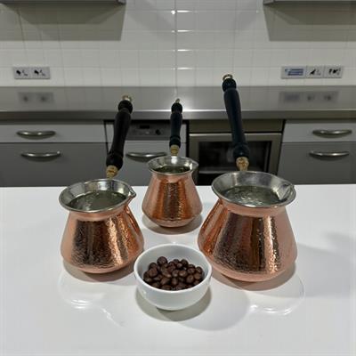 Bakır 3lü Köşeli Kumlama Cezve Seti