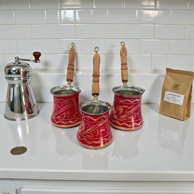 Bakır 3lü Mine İşleme Klasik Cezve