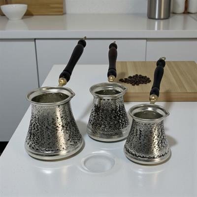 Bakır 3lü Kumlama işleme Klasik Cezve