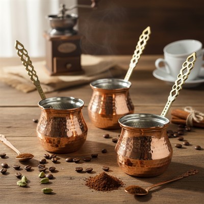 Bakır 3lü Tombik Cezve