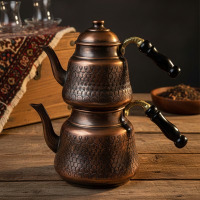 Bakır Anadolu Çaydanlık