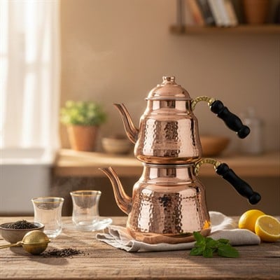 Bakır Anadolu Çaydanlık