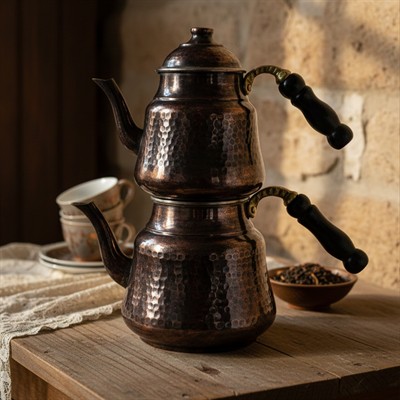 Bakır Anadolu Çaydanlık