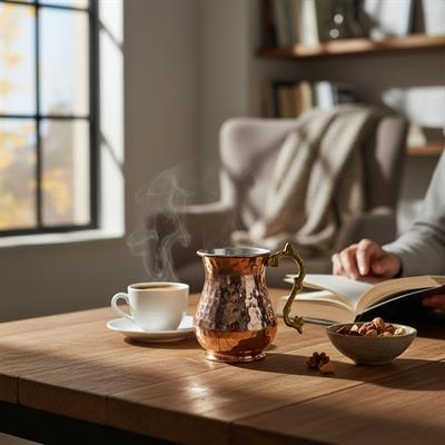 Bakır Ayaklı Maşrafa & Ayran Bardağı