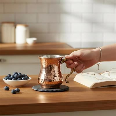 Bakır Ayaklı Maşrafa & Ayran Bardağı