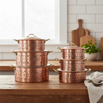 Bakır Dik Oyma Tencere