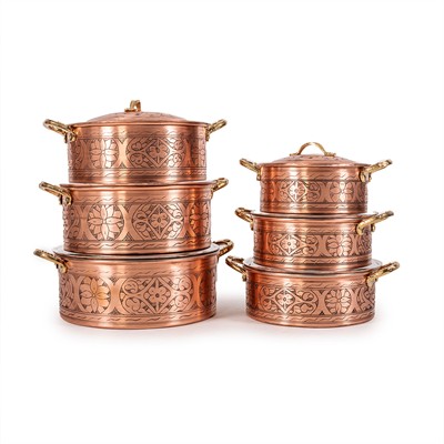 Bakır Dik Oyma Tencere