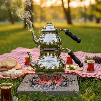 Bakır El Dövme Çaydanlık