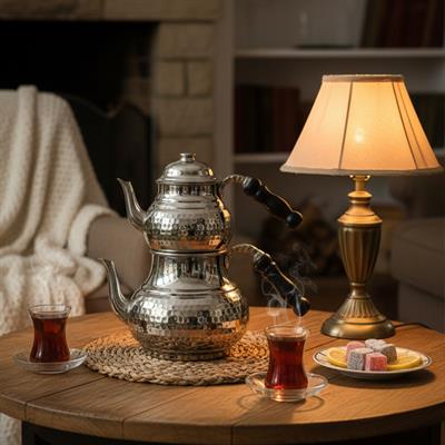 Bakır El Dövme Çaydanlık