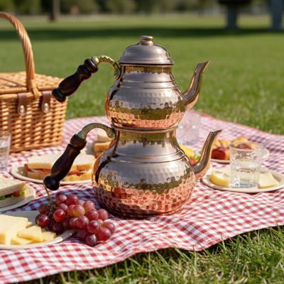 Bakır El Dövme Çaydanlık