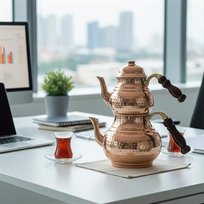 Bakır El Dövme Çaydanlık