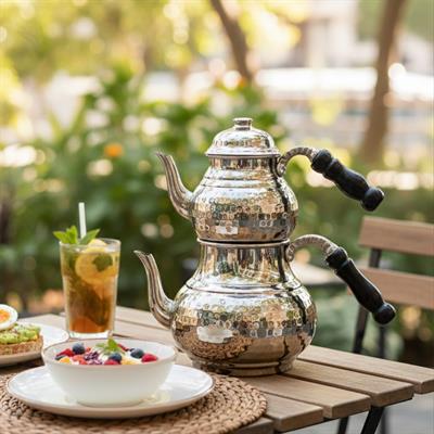 Bakır El Dövme Çaydanlık