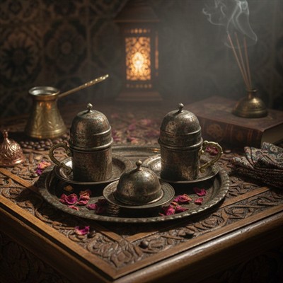 Bakır Fincan Seti 2 Kişilik