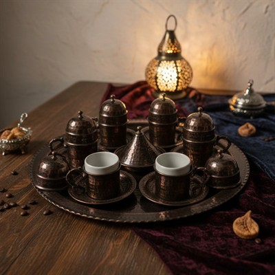 Bakır Fincan Seti 6 Kişilik