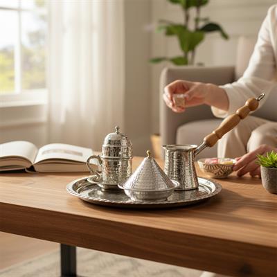 Bakır Kahve Fincan Seti