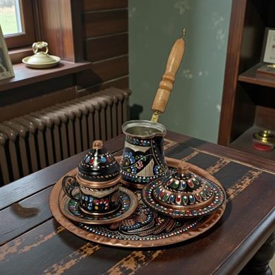 Bakır Kahve Fincan Seti