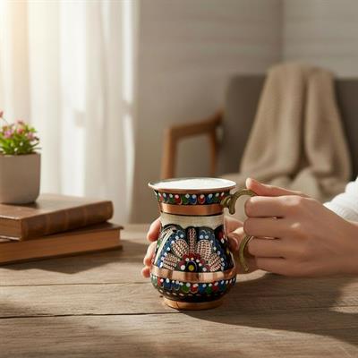 Bakır Mine İşleme Ayaklı Bardak & Maşrafa