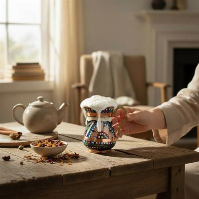 Bakır Mine İşleme Ayaklı Bardak & Maşrafa